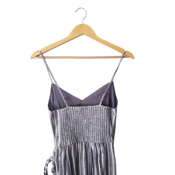Abercrombie & Fitch 100% Cotton Striped Wrap Front Mini Dress Gray Size Small - Picture 5 of 8